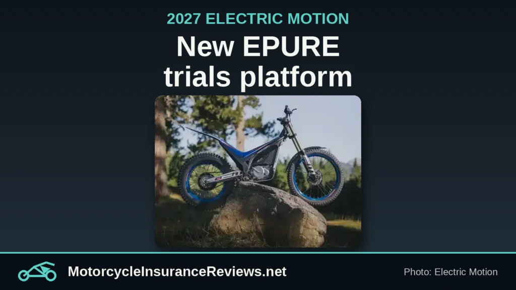 Electric Motion EPURE FACTOR-e 2027 electric trials bike from the maker's official photo, under the headline New EPURE trials platform