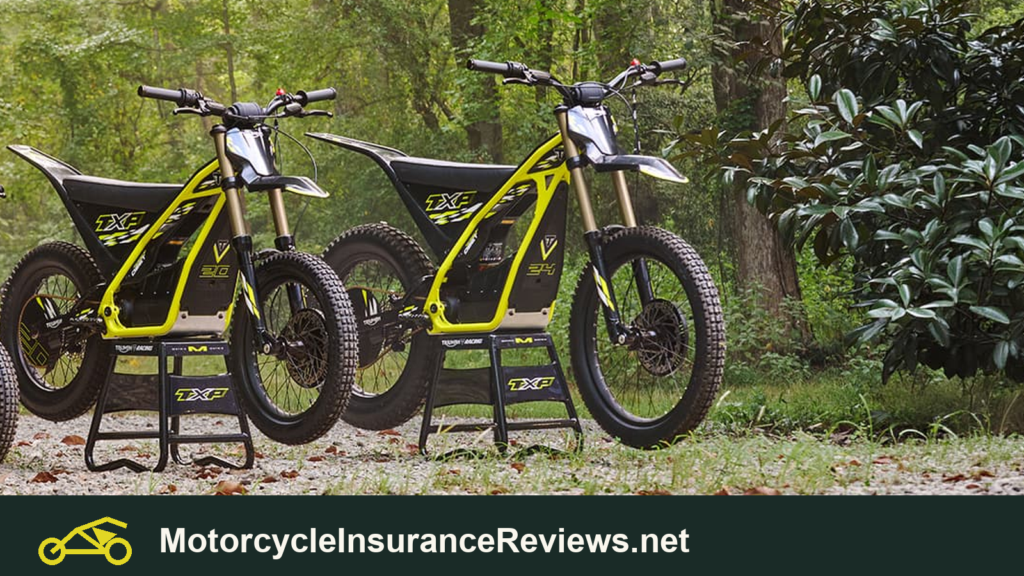 Triumph TXP-20 and TXP-24 electric off-road motorcycles in Triumph's official launch photograph