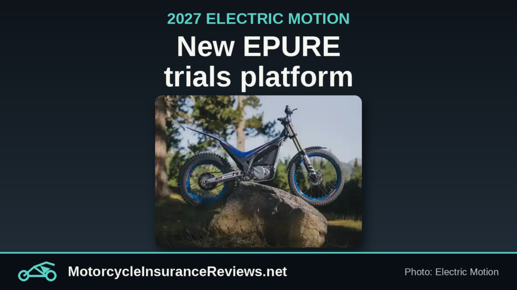 Electric Motion EPURE FACTOR-e 2027 electric trials bike from the maker's official photo, under the headline New EPURE trials platform